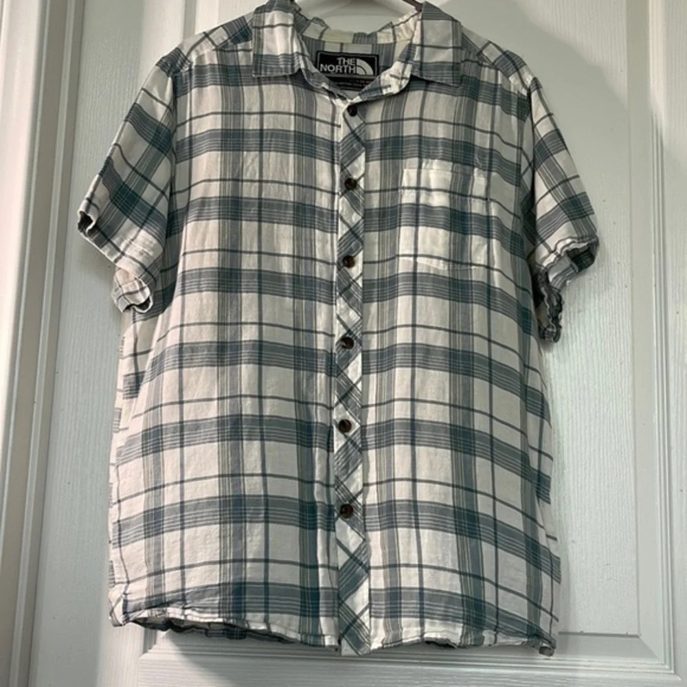 Men's The North Face Plaid Casual Hiking Button Down Shirt Size Large EUC #7135